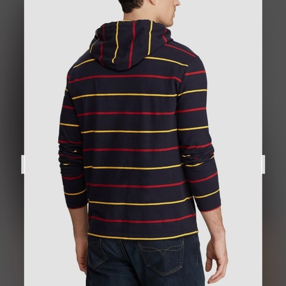 Polo Ralph Lauren Striped Cotton Hooded Long-Sleeve Hoodie in Ink Multi Size M - Picture 2 of 7